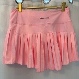 Gold Hinge Pleated Tennis Skirt with Built in Spandex Shorts